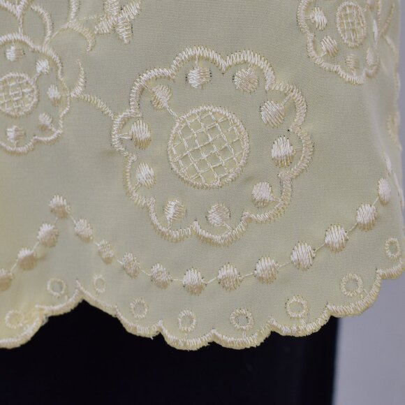 Vintage 90s Yellow Polyester Embroidered Blouse‎ | size Large - Picture 11 of 12